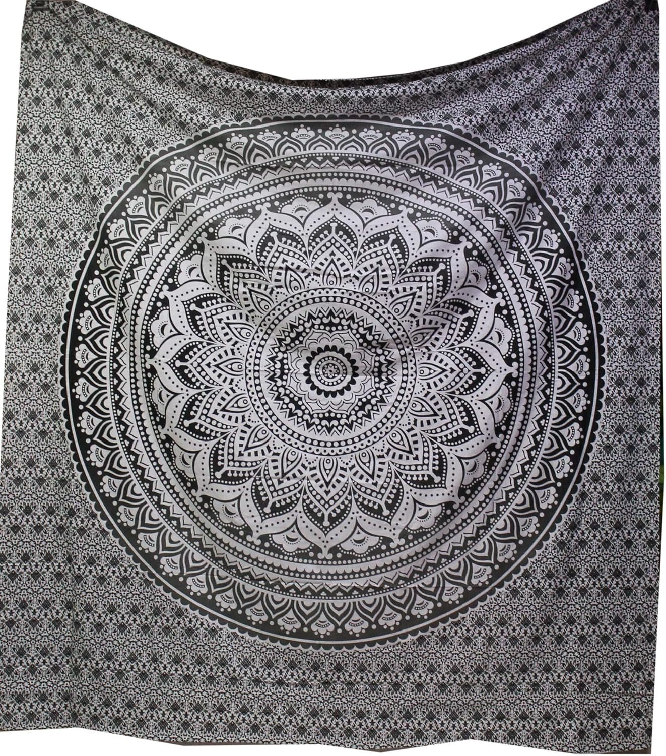 Tapisserie indienne mandala psychédélique noir blanc India Accueil - Accessoires et Décorations Naty Shop Default Title