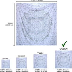 Tapisserie indienne mandala argent blanc chambre toile esthétique Maison - Accessoires et Décorations Naty Shop
