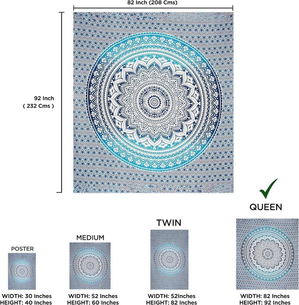 Tapisserie indienne mandala bleu décoration de chambre esthétique Maison - Accessoires et Décorations Naty Shop