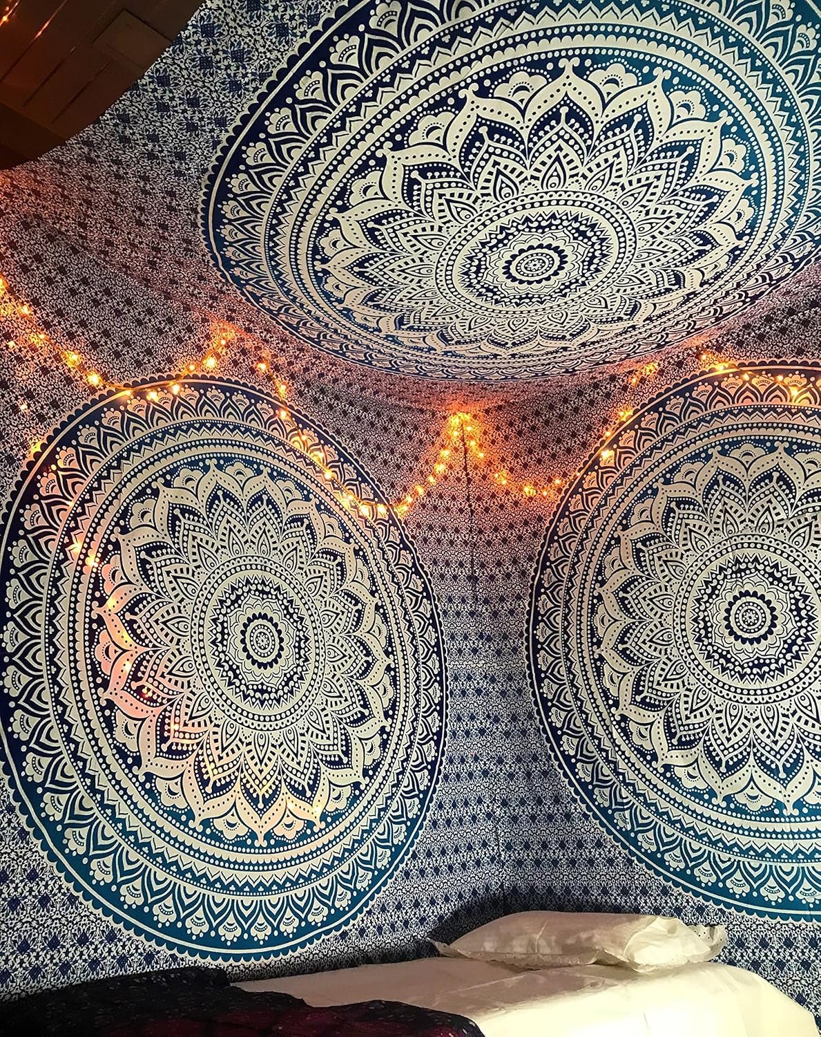 Tapisserie indienne mandala bleu décoration de chambre esthétique Maison - Accessoires et Décorations Naty Shop