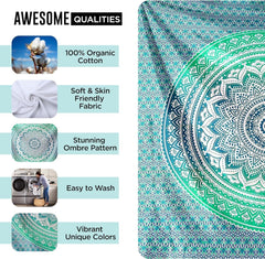 Tapisserie indienne mandala vert décoration esthétique Décoration d'intérieur - Accessoires et Décorations Naty Shop