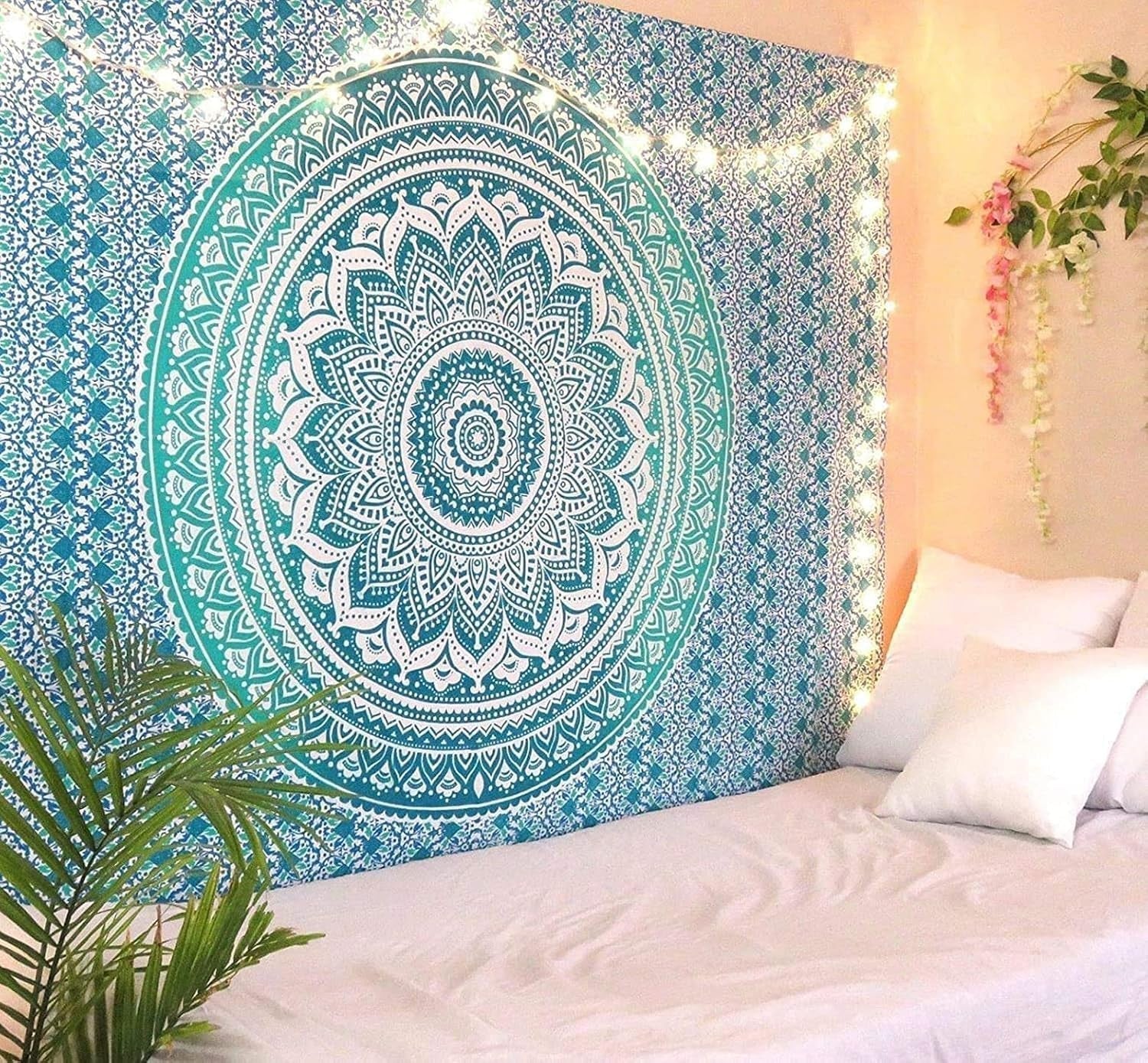 Tapisserie indienne mandala vert décoration esthétique Décoration d'intérieur - Accessoires et Décorations Naty Shop