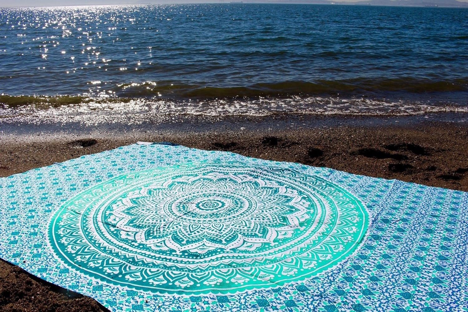 Tapisserie indienne mandala vert décoration esthétique Décoration d'intérieur - Accessoires et Décorations Naty Shop