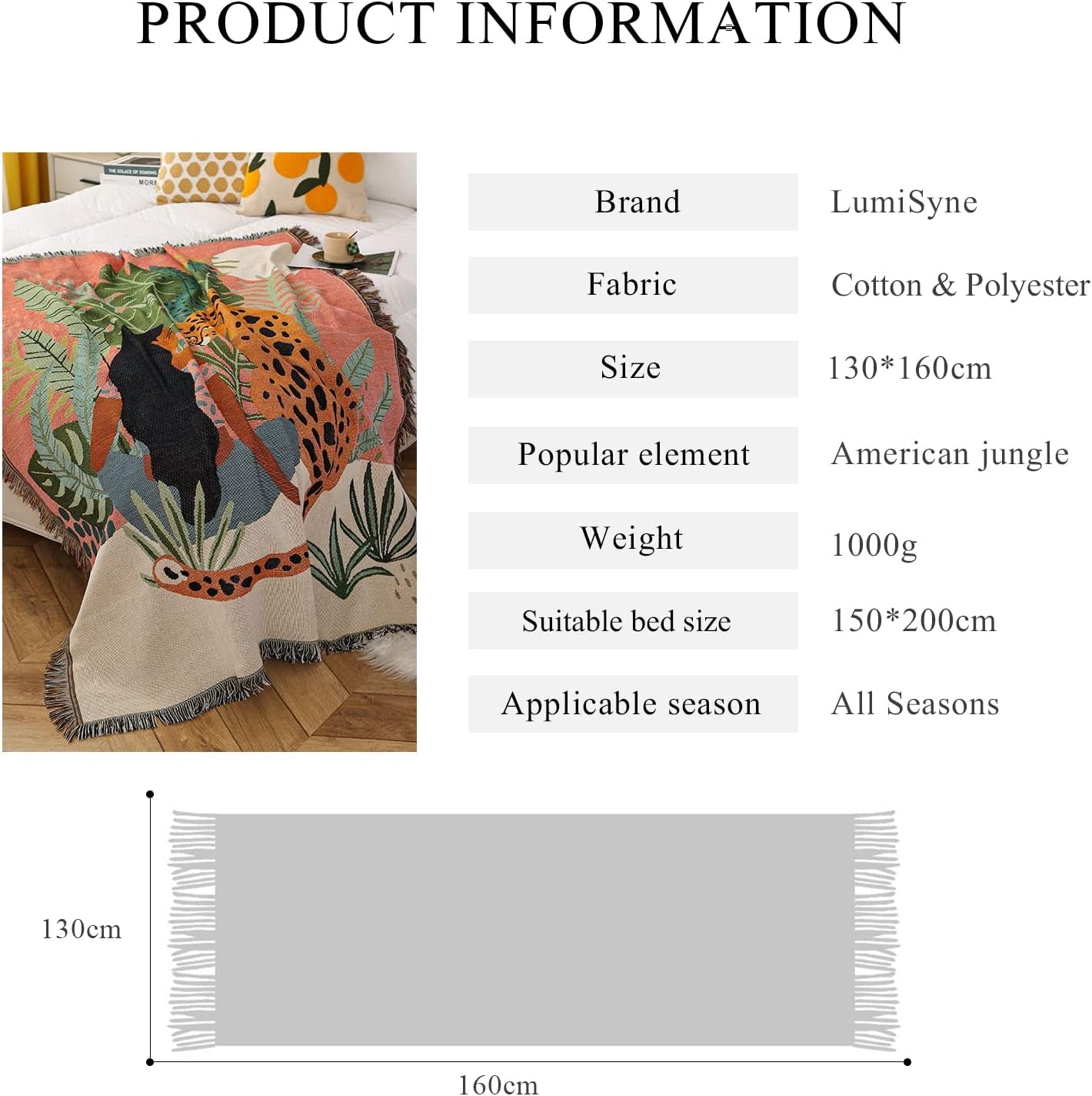 Tapisserie lumisyne double face en coton tissé plaid Casa - Accessoires et Décorations Naty Shop