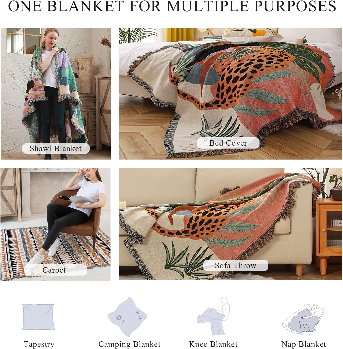 Tapisserie lumisyne double face en coton tissé plaid Casa - Accessoires et Décorations Naty Shop