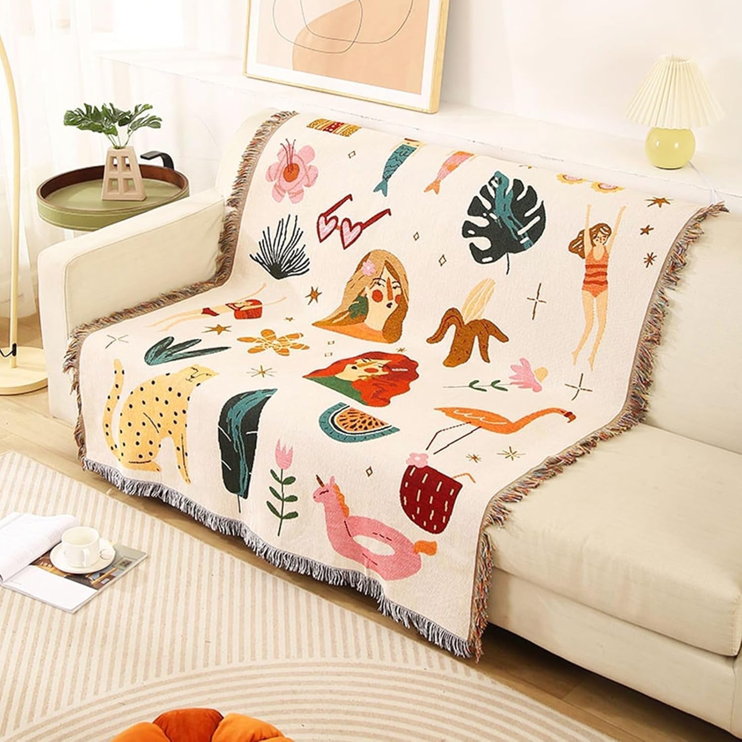 Tapisserie lumisyne couverture double face tissée en coton Maison - Accessoires et Décorations Naty Shop Vacances à la plage