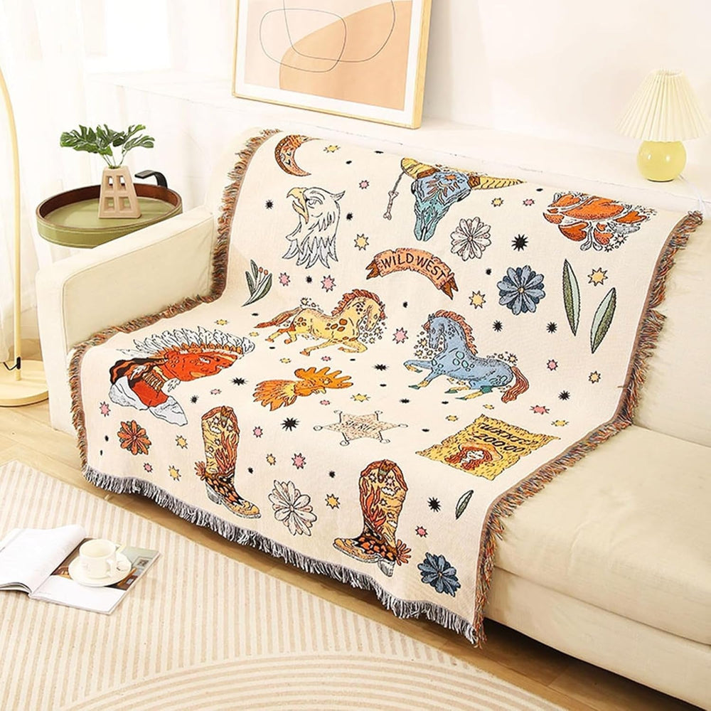 Tapisserie lumisyne couverture double face en coton tissé Accueil - Accessoires et Décorations Naty Shop Wild West