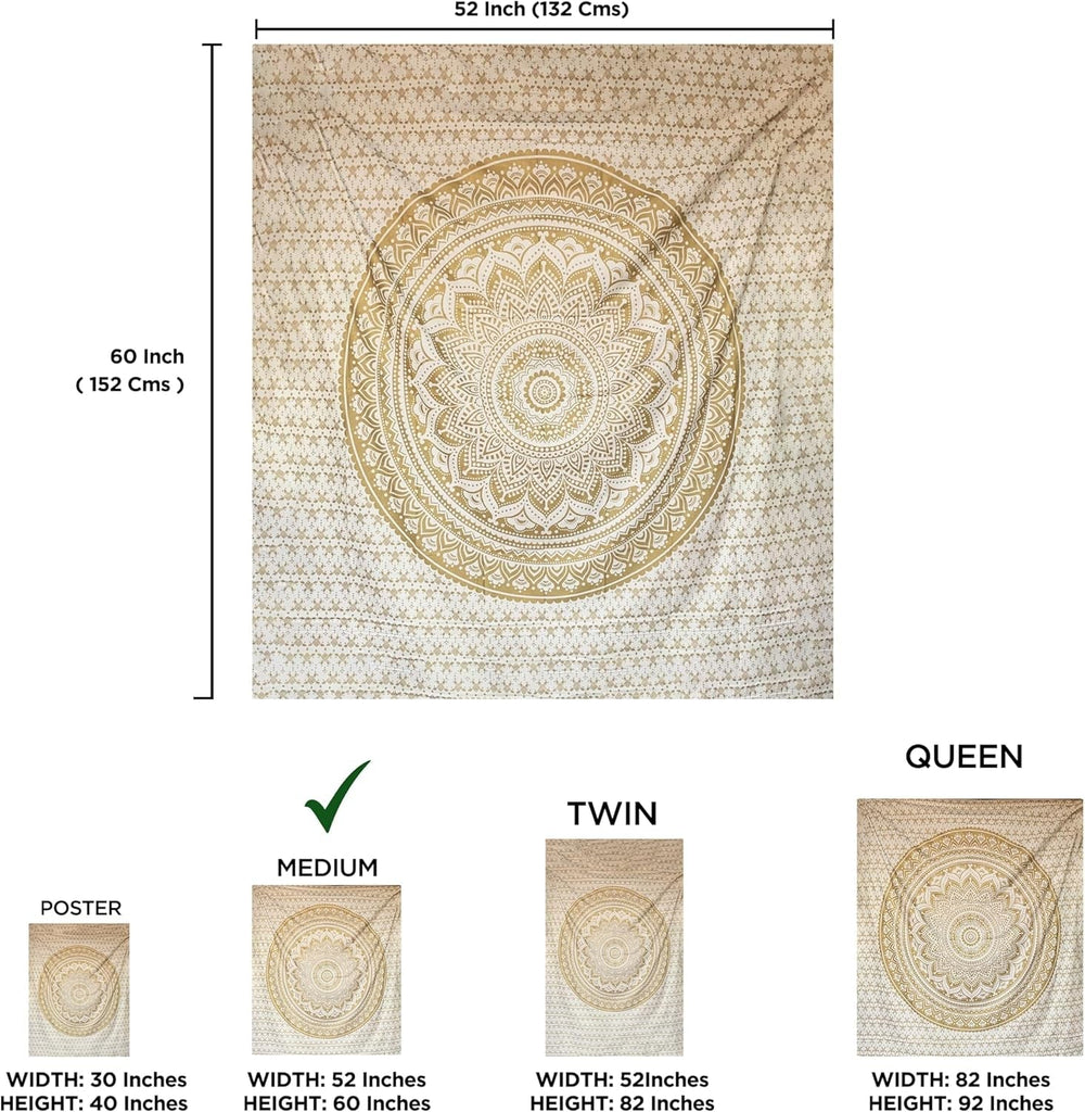 Tapisserie Mandala décoration de chambre esthétique toile blanche dorée Maison - Accessoires et Décorations Naty Shop