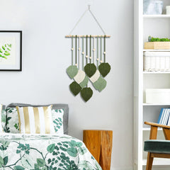 Tapisserie perles en bois feuilles vertes crochet Accueil - Accessoires et Décorations Naty Shop
