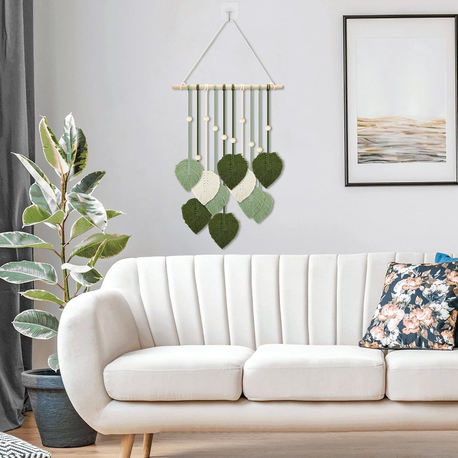 Tapisserie perles en bois feuilles vertes crochet Accueil - Accessoires et Décorations Naty Shop