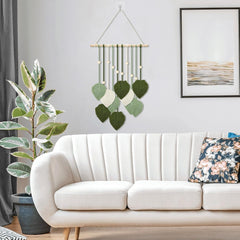 Tapisserie perles en bois feuilles vertes crochet Accueil - Accessoires et Décorations Naty Shop