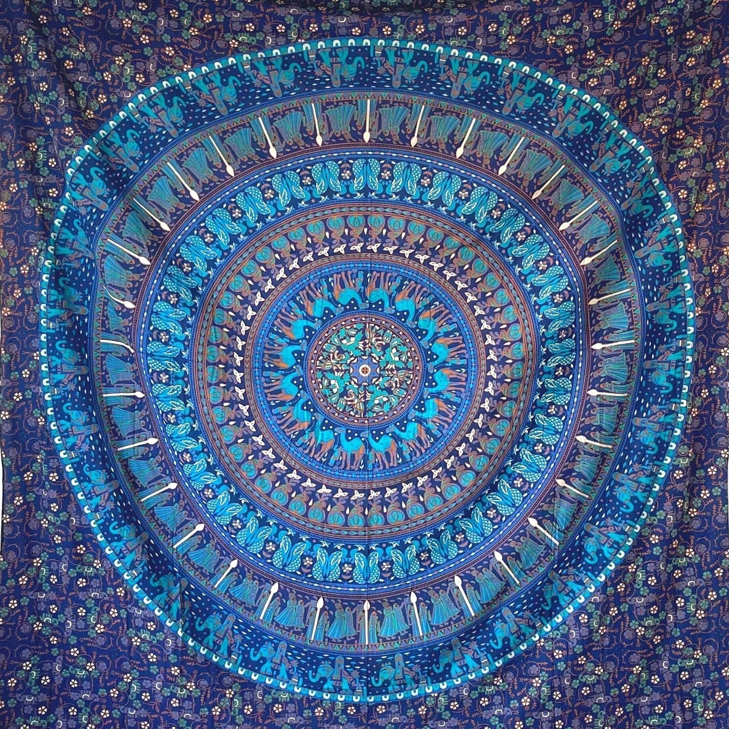 Tapiserie momomus mandala bumbac colorat desene orientale Casa - Accesorii si Decoratiuni Naty Shop Albastru C 210L X 230B Cm