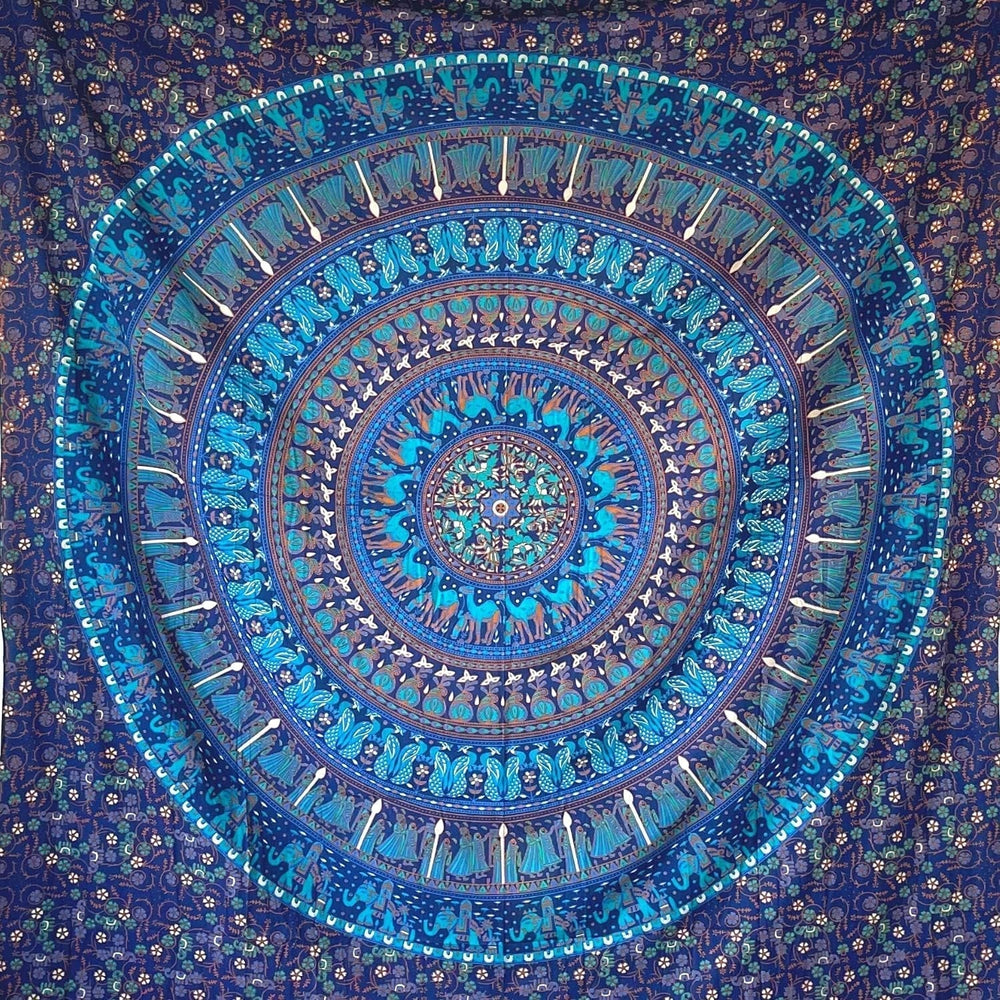 Tapiserie momomus mandala bumbac colorat desene orientale Casa - Accesorii si Decoratiuni Naty Shop Albastru C 210L X 230B Cm