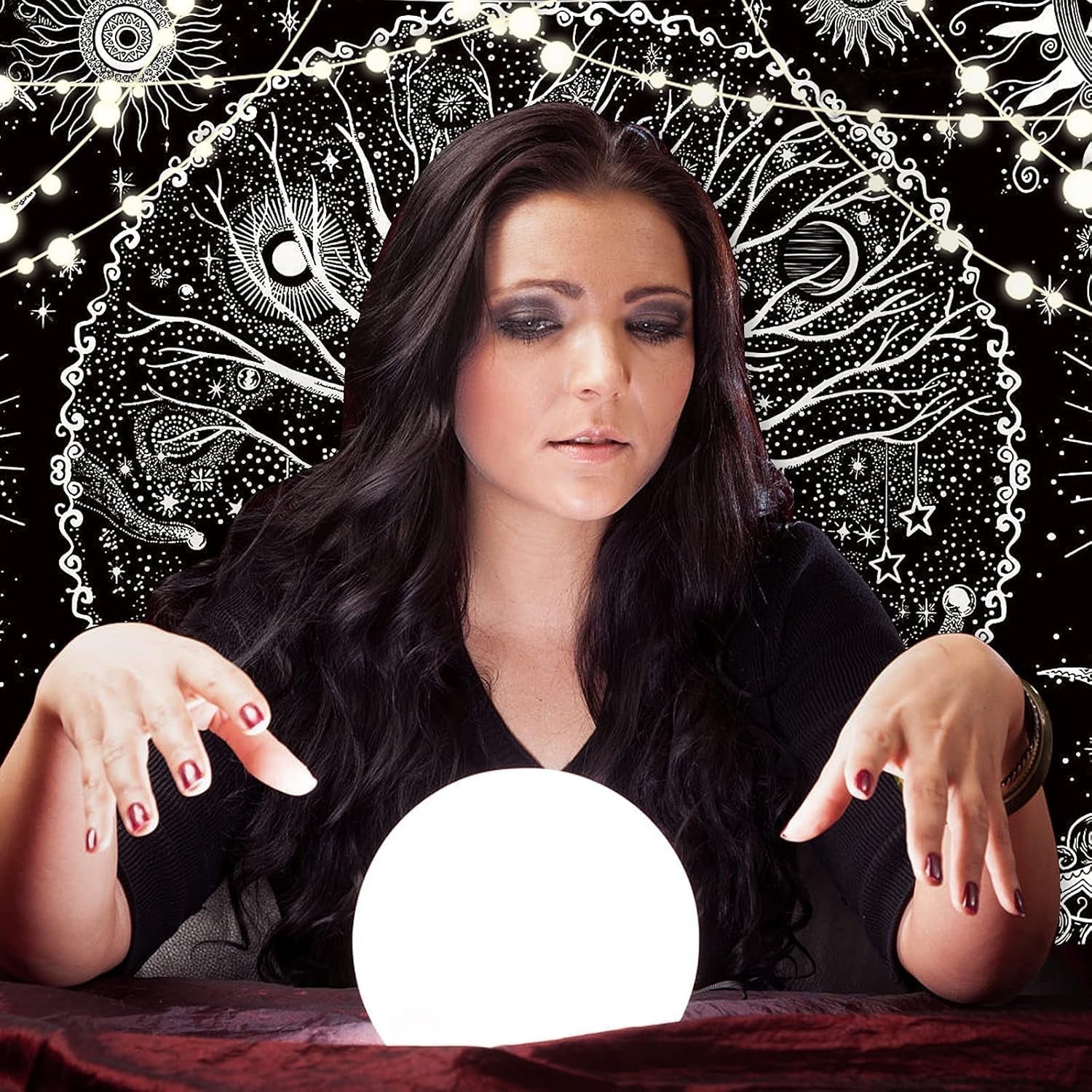 Tapisserie noir blanc arbre vie tapisserie phases lune Maison - Accessoires et Décorations Naty Shop