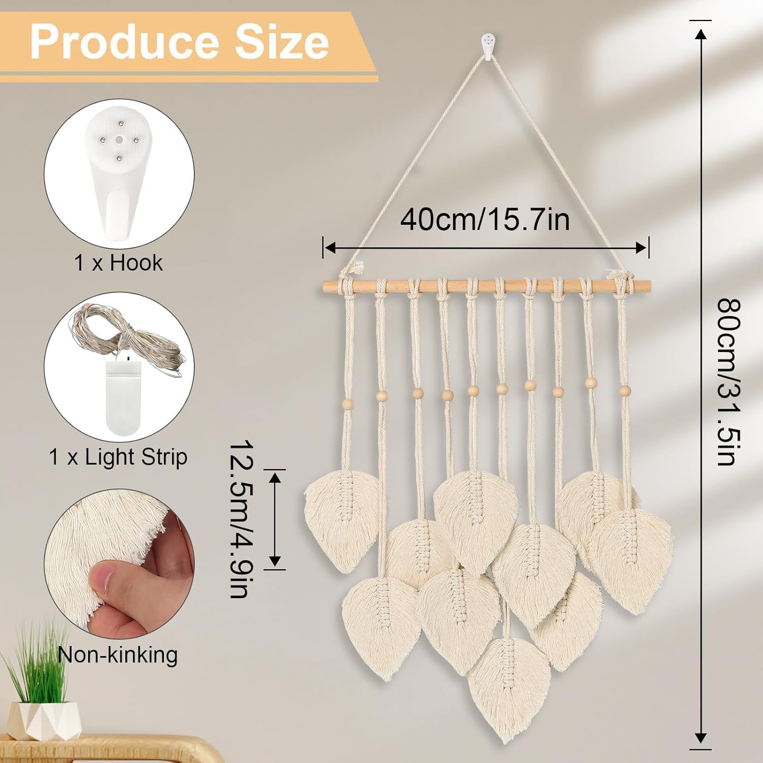 Tapiserie quotre manual plat ghirlanda tesute frunze Casa - Accesorii si Decoratiuni Naty Shop