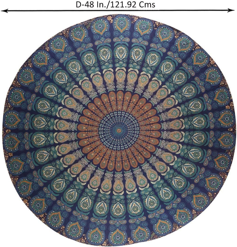 Tapisserie ronde paon mandala centimètres roundie hippie devant Accueil - Accessoires et Décorations Naty Shop