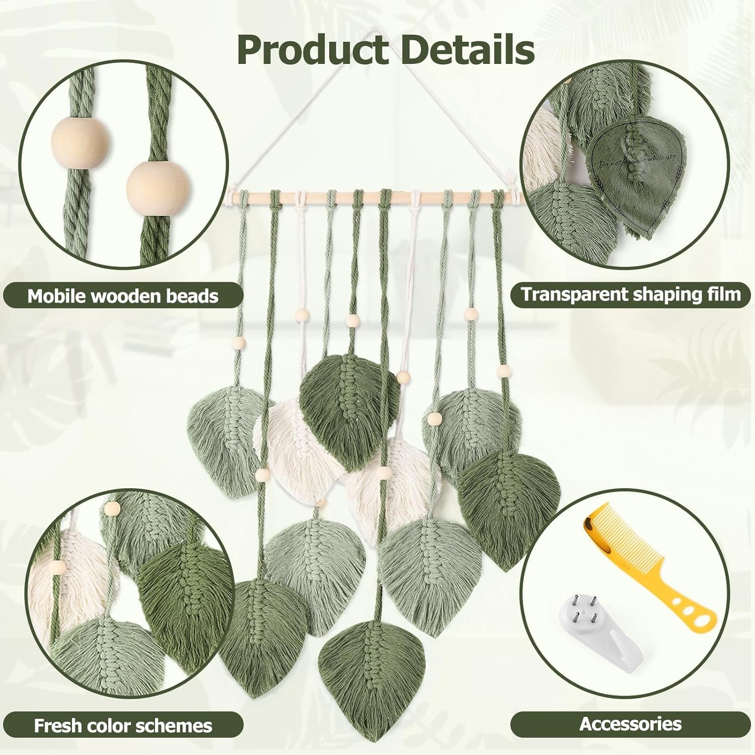 Décoration de fenêtre style tapisserie 40cm vert Accueil - Accessoires et Décorations Naty Shop