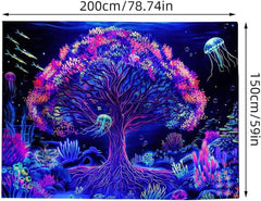 Tapisserie suaywo psychédélique fluorescent arbre vie chambre Maison - Accessoires et Décorations Naty Shop