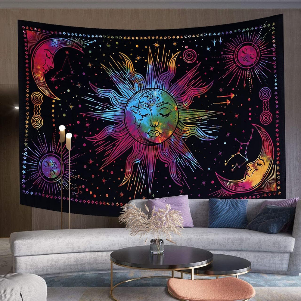 Tapisserie soleil lune étoile spirituel asthétique arc-en-ciel coton Maison - Accessoires et Décorations Naty Shop