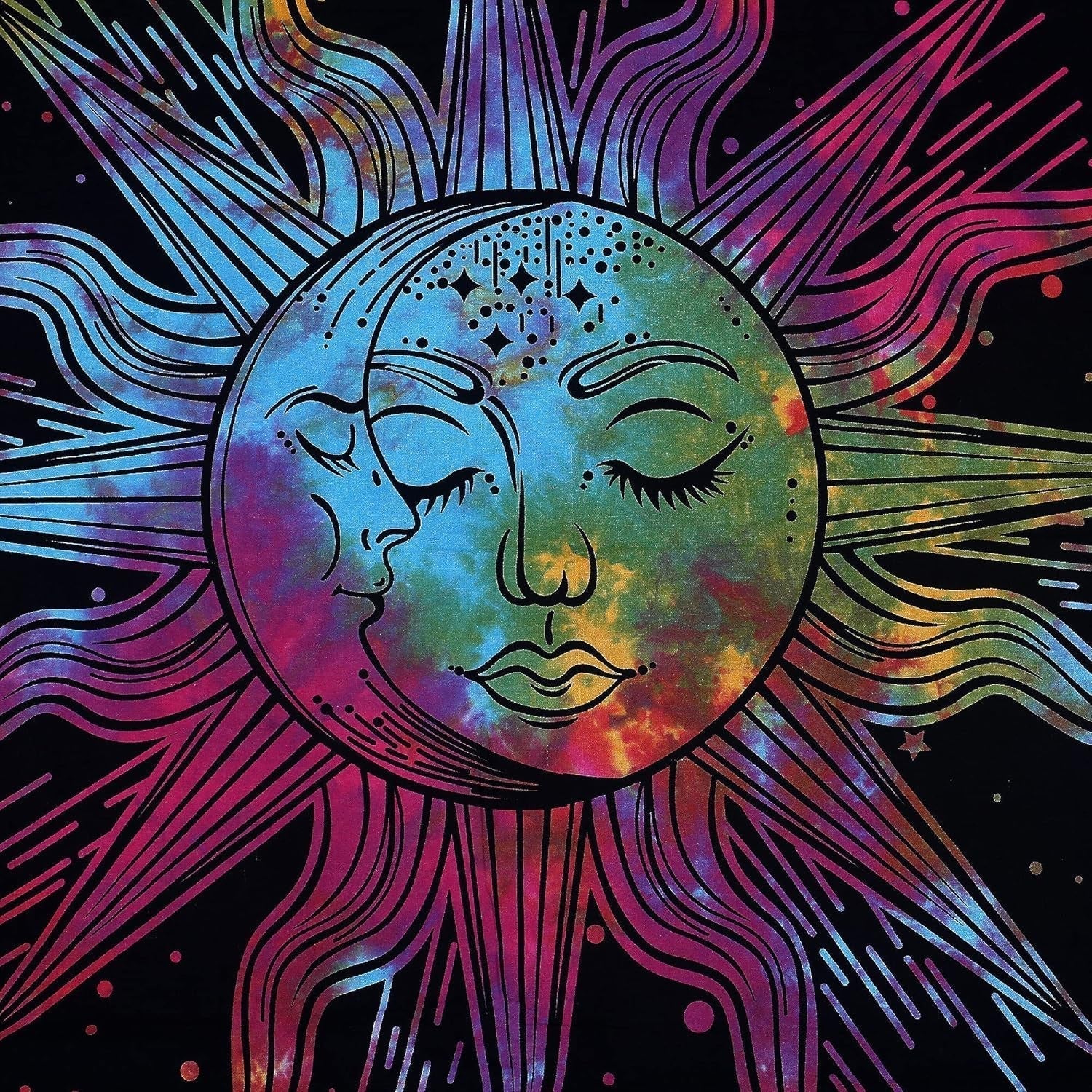 Tapisserie soleil lune étoile spirituel asthétique arc-en-ciel coton Maison - Accessoires et Décorations Naty Shop