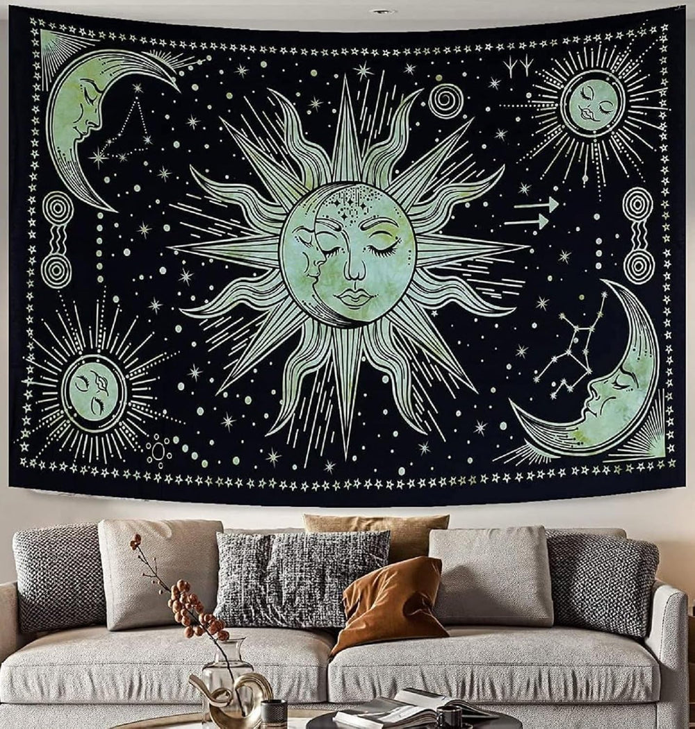 Tapisserie soleil lune étoile spirituel esthétique arc-en-ciel coton Maison - Accessoires et Décorations Naty Shop Salutations 210L X 140B Cm