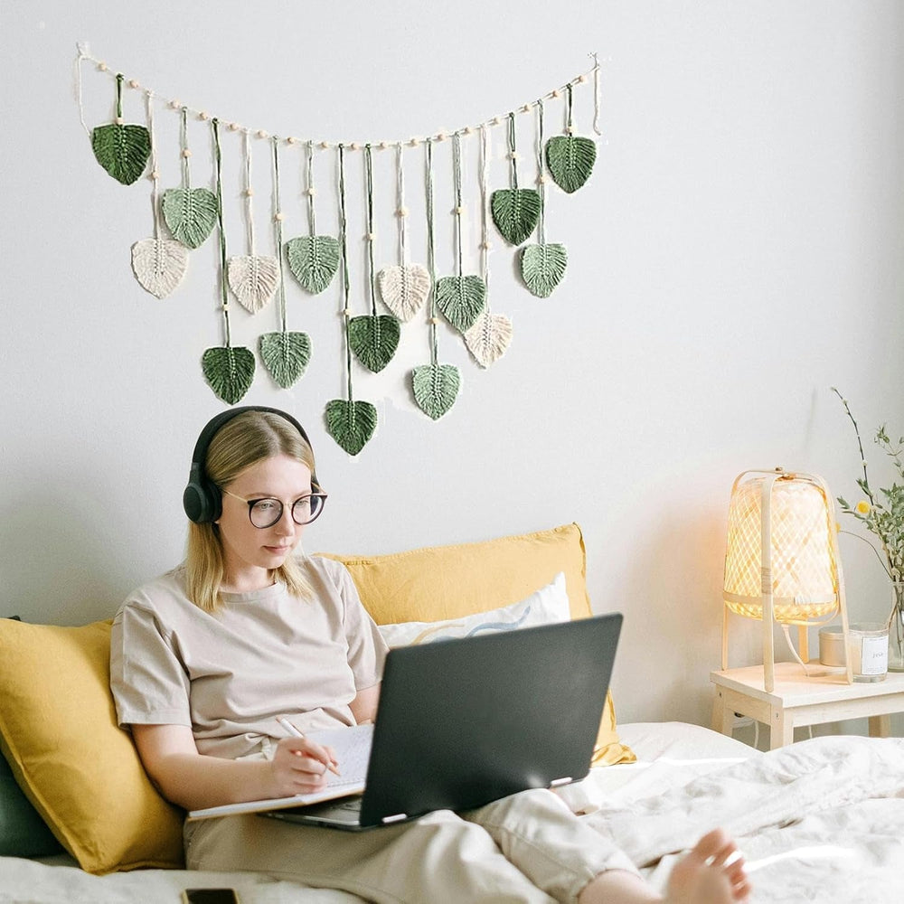 Tapisserie suspension décoration feuilles tissées Accueil - Accessoires et Décorations Naty Shop