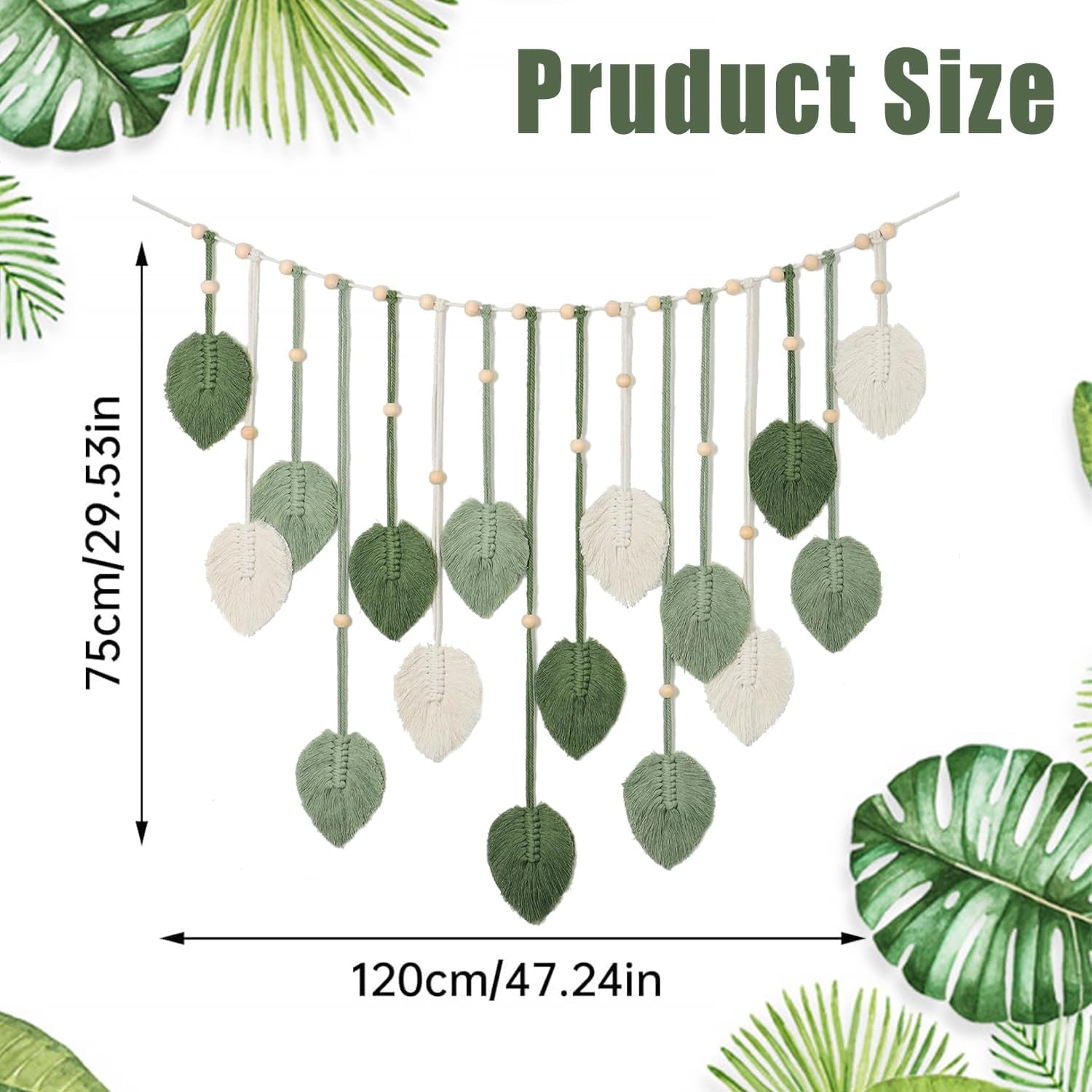 Tapisserie suspension décoration feuilles tissées Accueil - Accessoires et Décorations Naty Shop