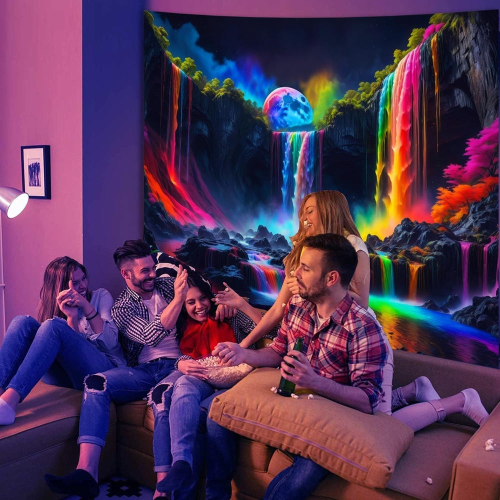 Tapisserie tapisserie cascade planétaire fantaisie lumière noire Maison - Accessoires et Décorations Naty Shop