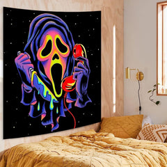 Tapisserie tapisserie horreur visage blacklight fantômes réactif Accueil - Accessoires et Décorations Naty Shop