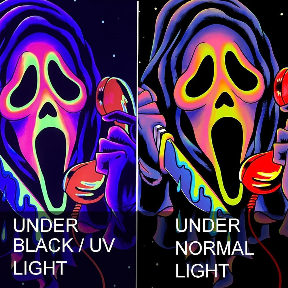 Tapisserie tapisserie horreur visage blacklight fantômes réactif Accueil - Accessoires et Décorations Naty Shop