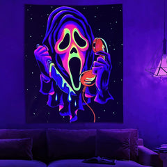 Tapisserie tapisserie horreur visage blacklight fantômes réactif Accueil - Accessoires et Décorations Naty Shop
