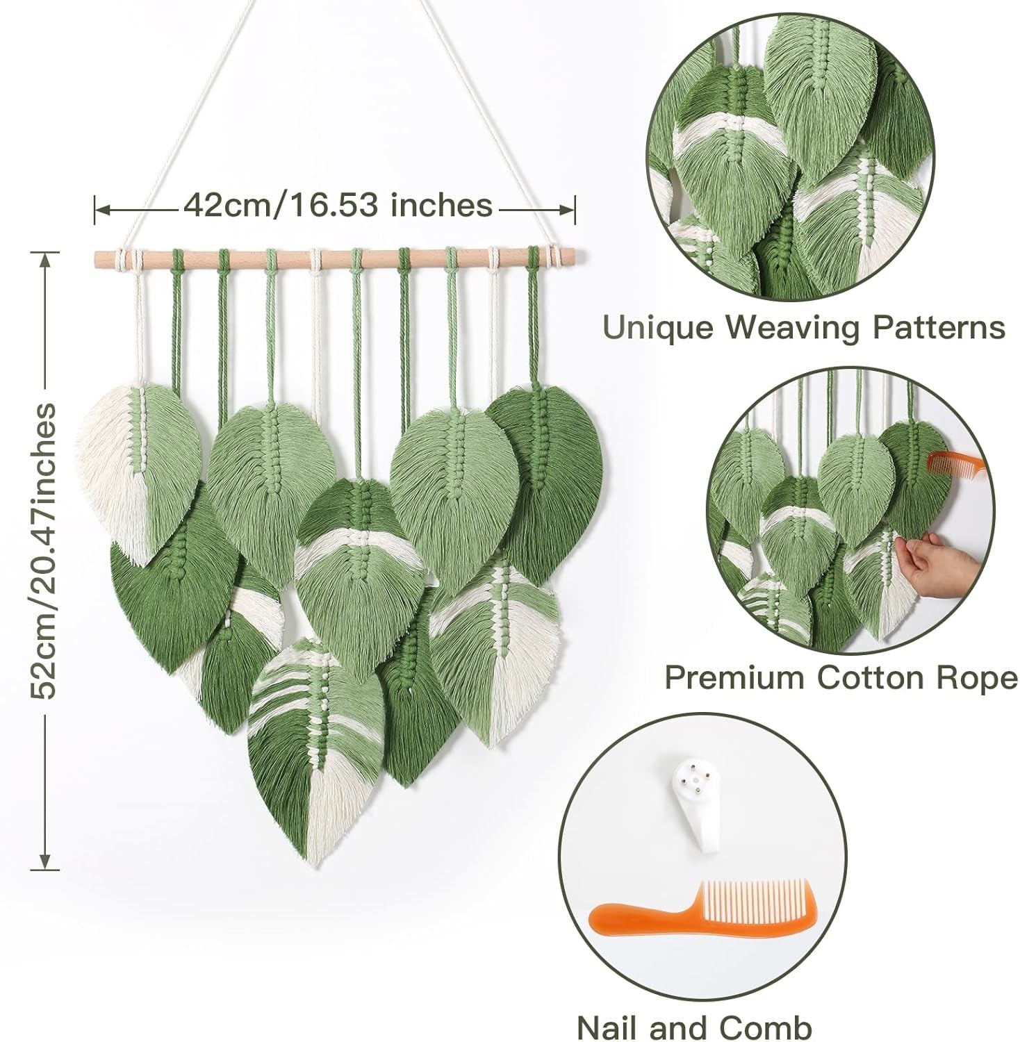 Tapisserie tapisserie feuilles vertes tissée à la main Accueil - Accessoires et Décorations Naty Shop