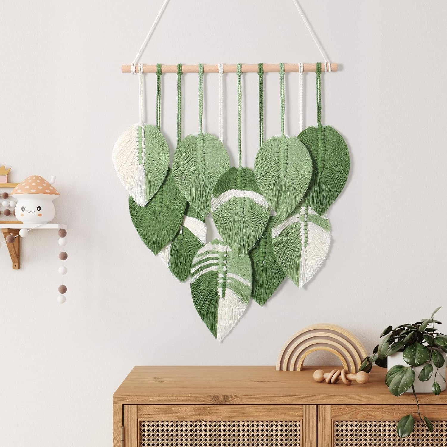 Tapisserie tapisserie feuilles vertes tissée à la main Accueil - Accessoires et Décorations Naty Shop