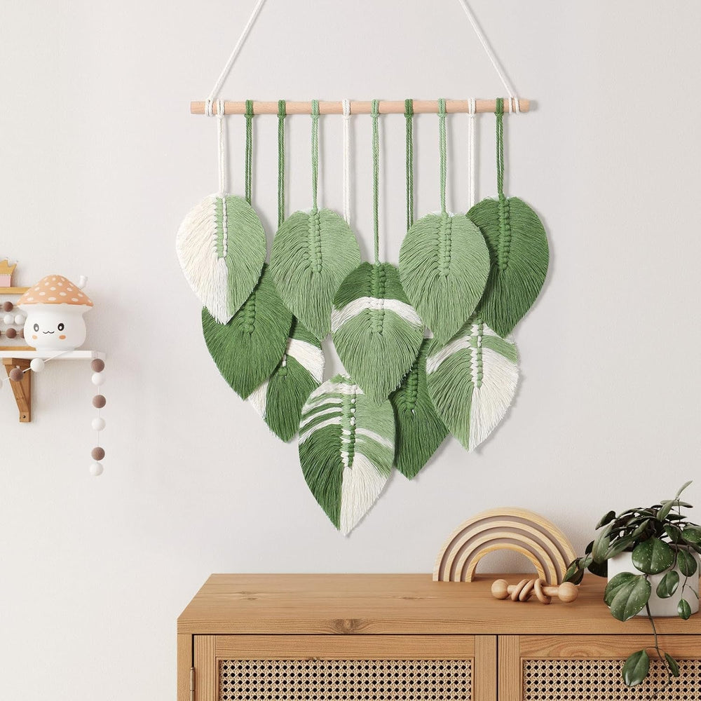 Tapisserie tapisserie feuilles vertes tissée à la main Accueil - Accessoires et Décorations Naty Shop
