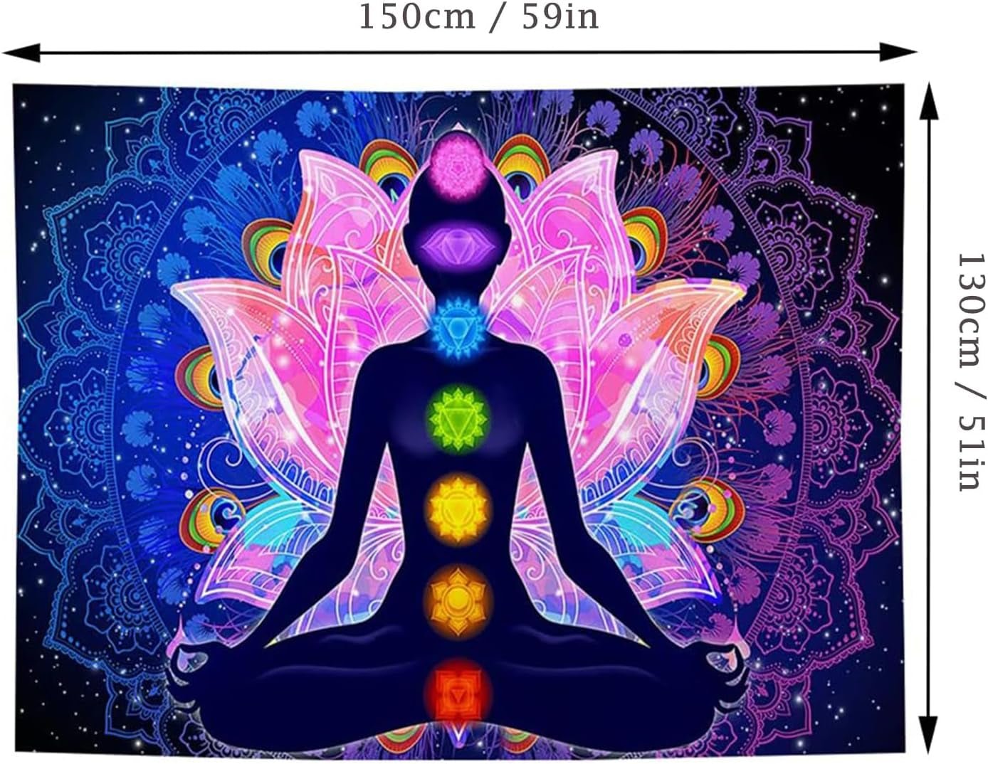 Tapisserie mandala mystique colorée Accueil - Accessoires et Décorations Naty Shop