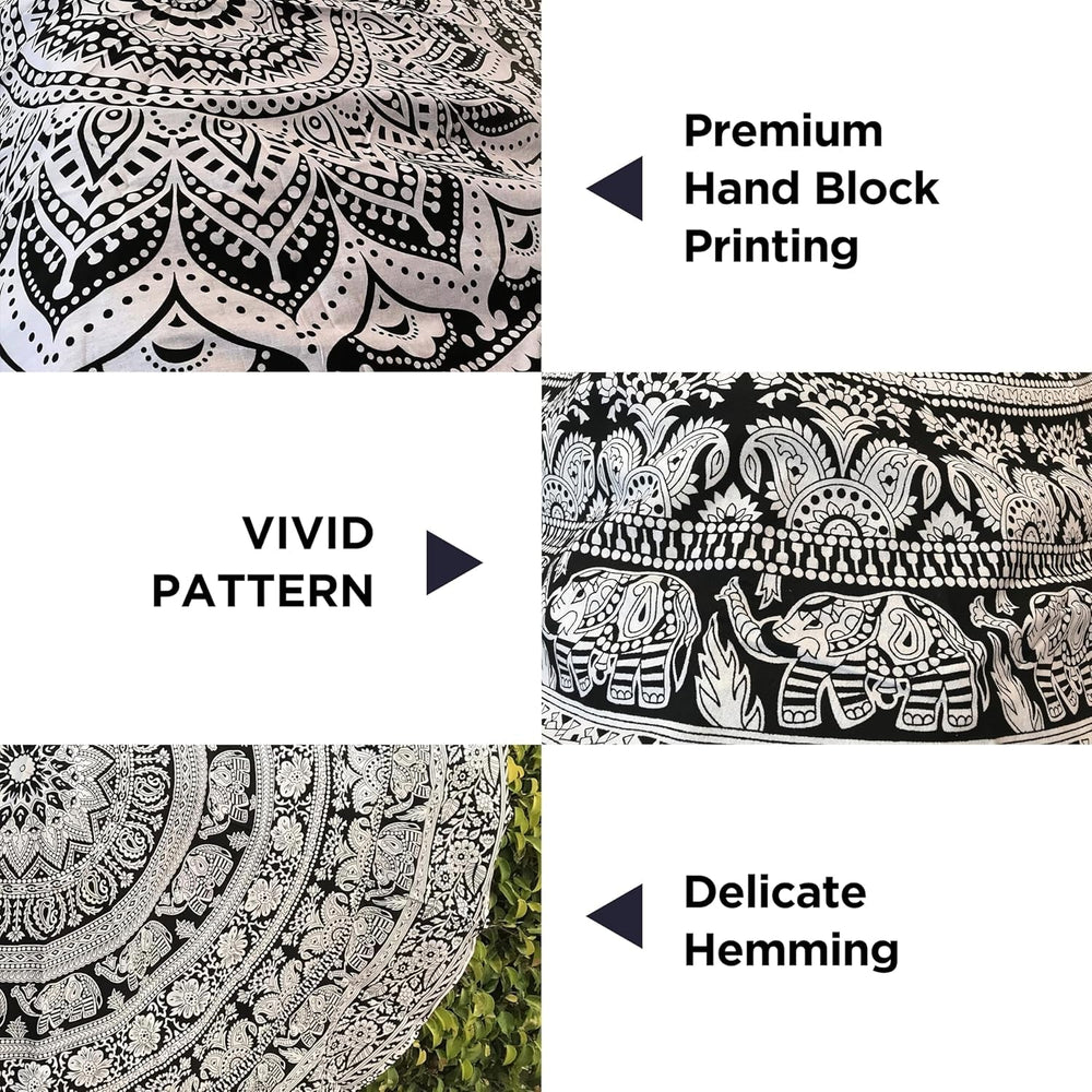 Tapisserie tapisserie mandala gris noir tissu mural Maison - Accessoires et Décorations Naty Shop