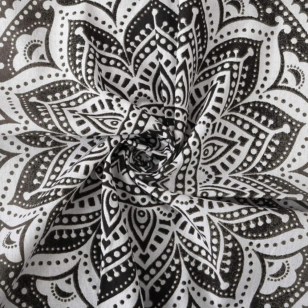 Tapisserie tapisserie mandala gris noir tissu mural Maison - Accessoires et Décorations Naty Shop