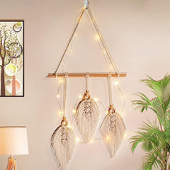 Tapisserie tissée main décoration murale chambre enfant Maison - Accessoires et Décorations Naty Shop Trois feuilles blanches