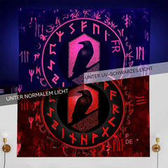 Tapisserie Viking blacklight réactive rouge méditation runes odins Accueil - Accessoires et Décorations Naty Shop