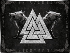 Tapisserie viking loup totem noir blanc méditation runes Maison - Accessoires et Décorations Naty Shop 200L X 150B Cm