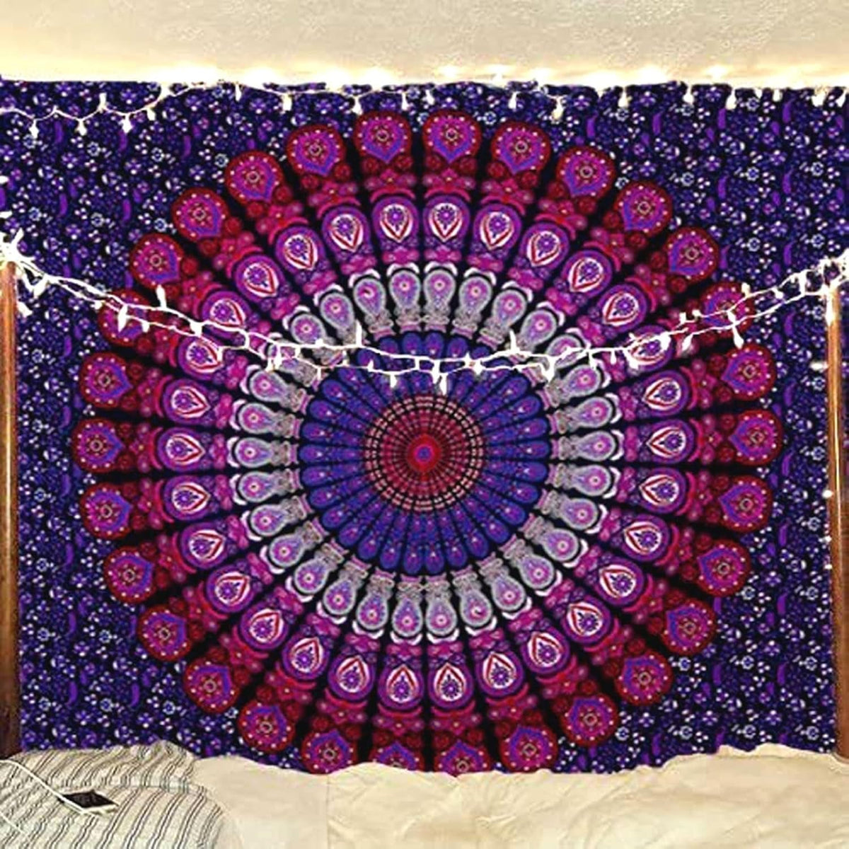 Tapisserie couverture de plage hippie violet mandala coton indien Accueil - Accessoires et Décorations Naty Shop Default Title