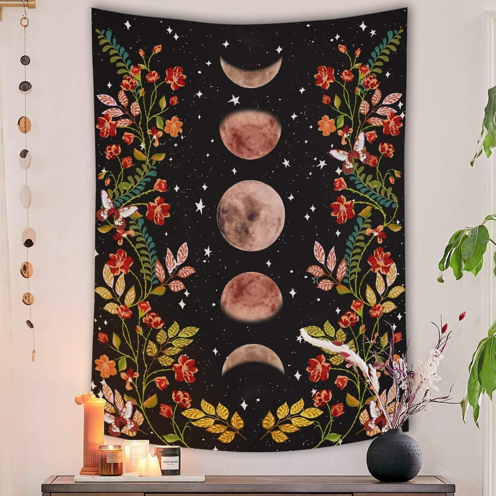 Yisumei tapisserie esthétique lune fleurs noir taille Maison - Accessoires et Décorations Naty Shop Luna 150L X 130B Cm