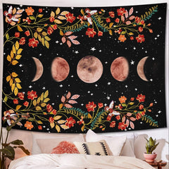 Yisumei tapisserie esthétique lune fleurs noir taille Accueil - Accessoires et Décorations Naty Shop