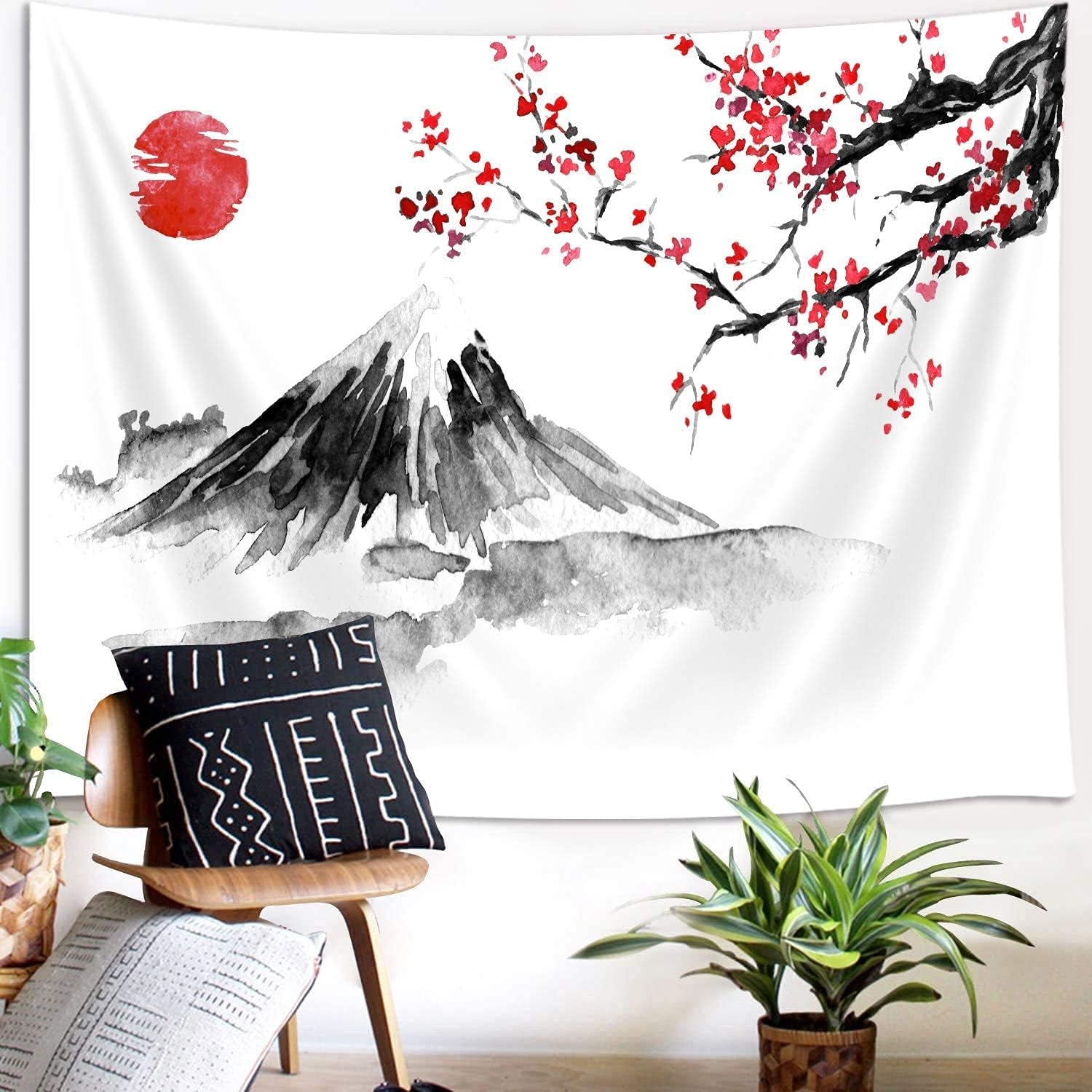 Yisumei tapisserie esthétique lune fleurs noir taille Maison - Accessoires et Décorations Naty Shop Rouge 150L X 130B Cm
