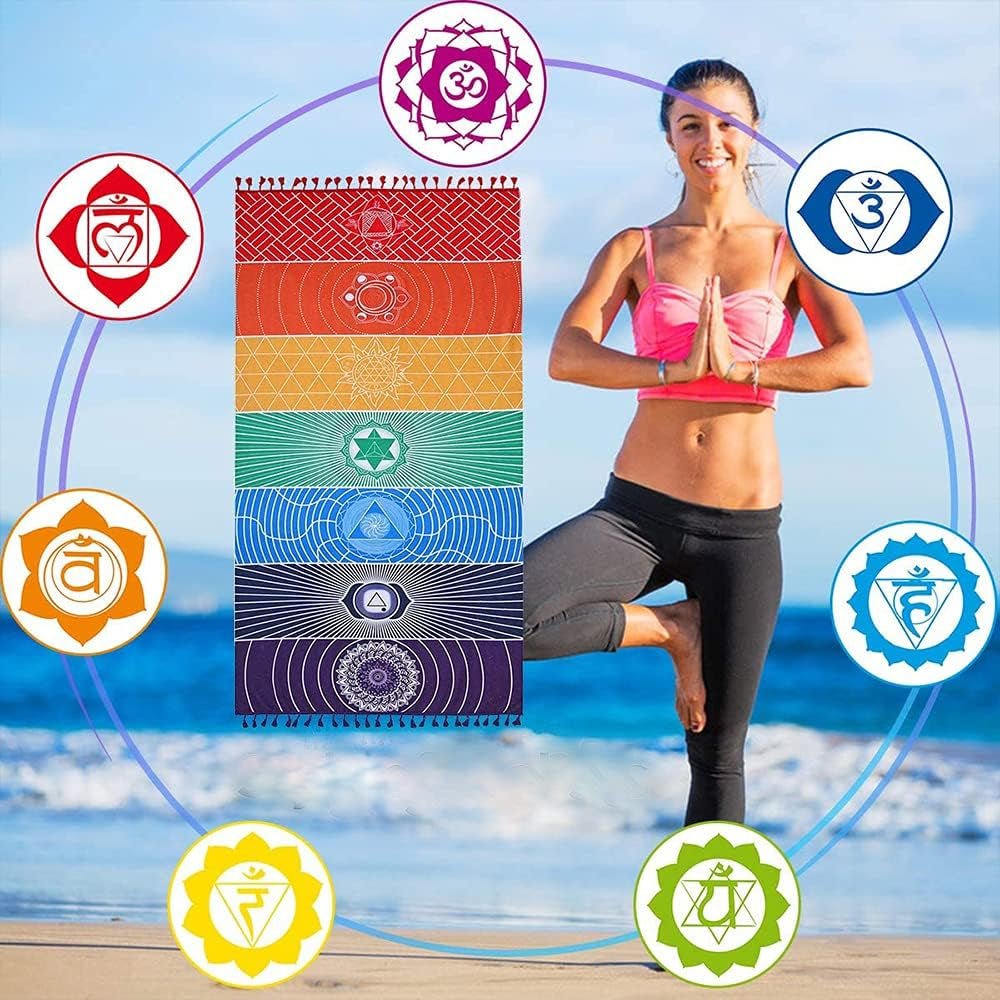 Tapisserie yoga méditation sept chakras hippie Casa - Accessoires et Décorations Naty Shop