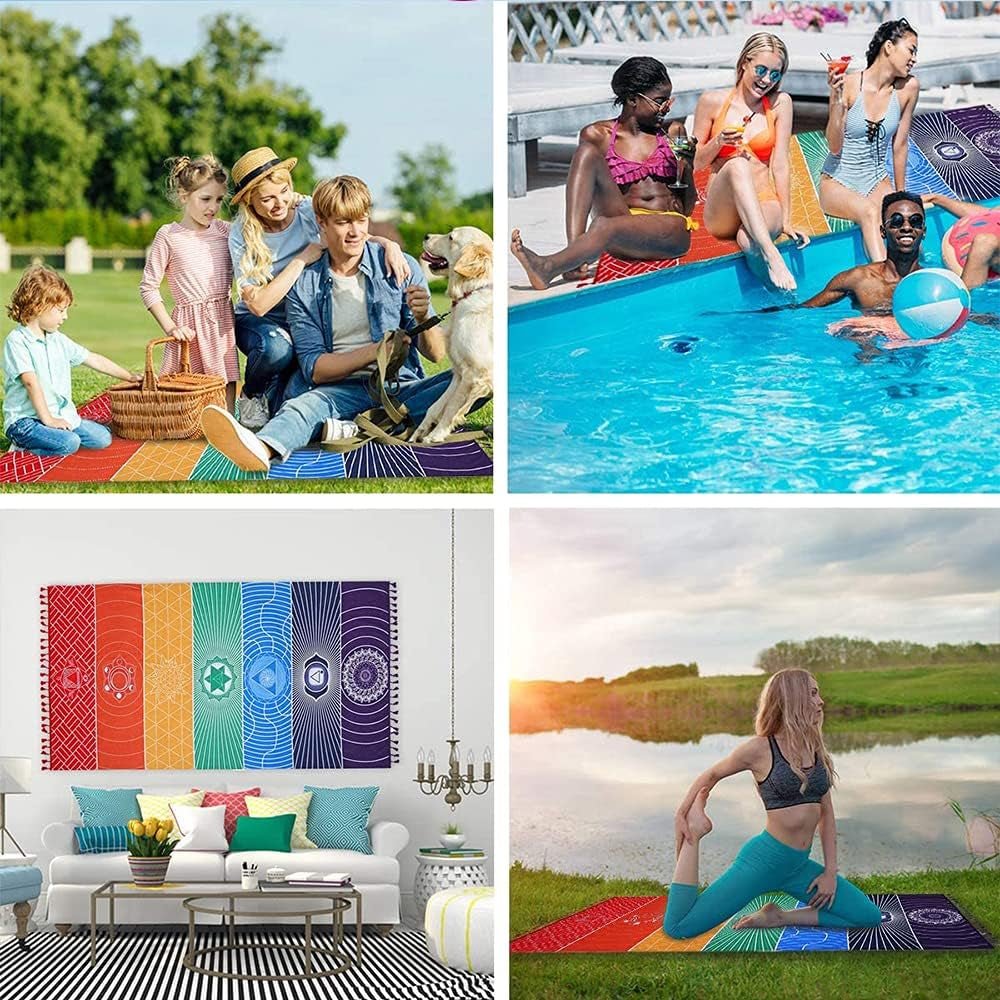 Tapisserie yoga méditation sept chakras hippie Casa - Accessoires et Décorations Naty Shop