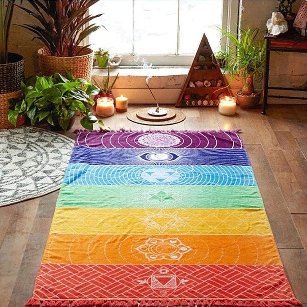 Tapisserie yoga méditation sept chakras hippie Casa - Accessoires et Décorations Naty Shop