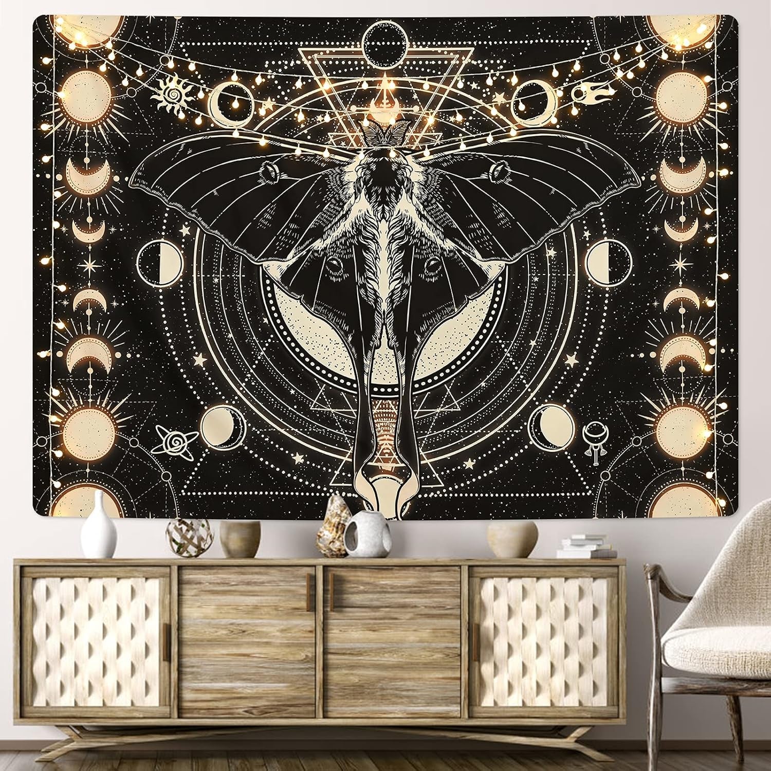 Tapisserie yrendenge papillon noir soleil lune naturel Maison - Accessoires et Décorations Naty Shop