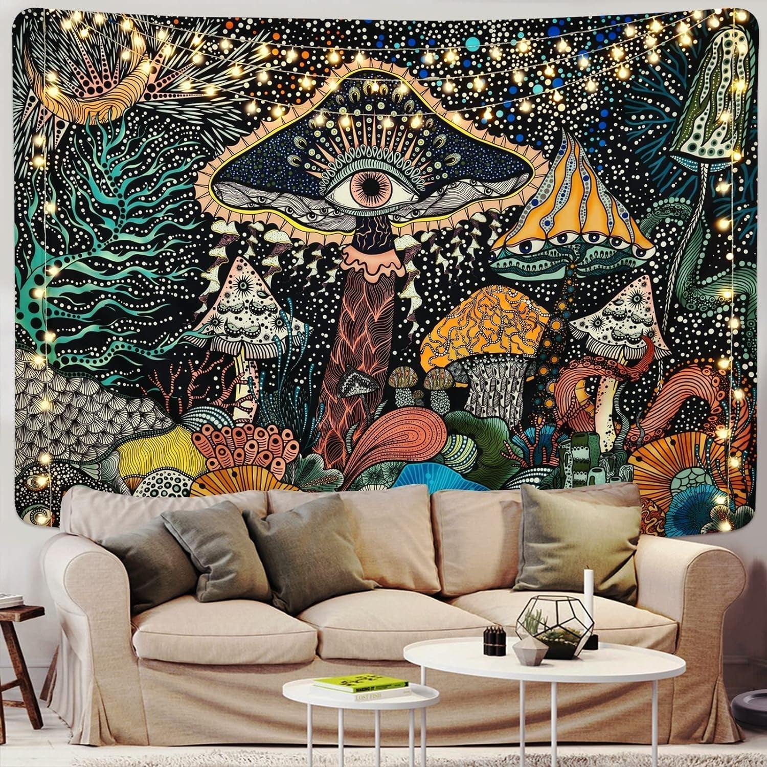 Tapisserie yrendenge yeux de champignon tissu mural créatures marines Maison - Accessoires et Décorations Naty Shop
