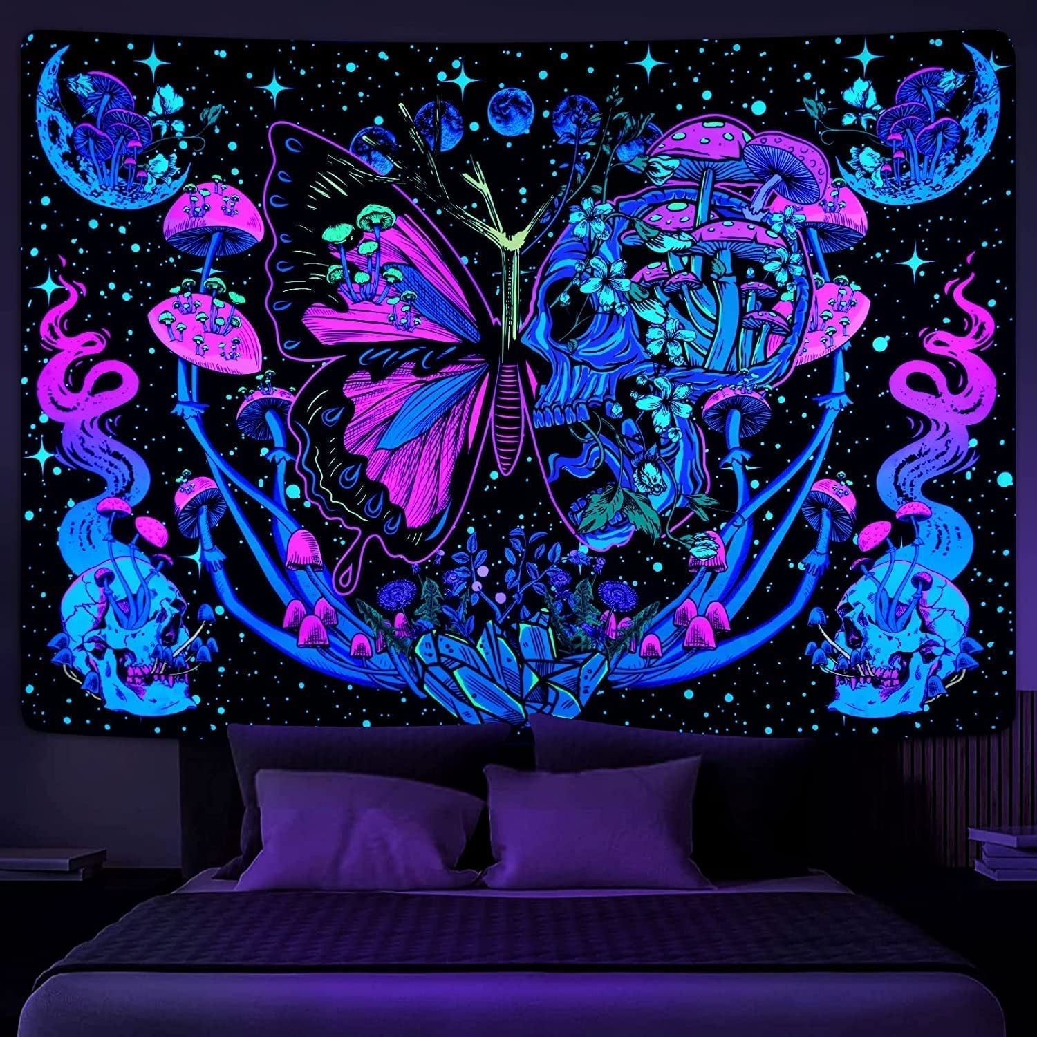 Tapisserie yrendenge tapisserie papillons fluorescents Accueil - Accessoires et Décorations Naty Shop Multi 210L X 150B Cm